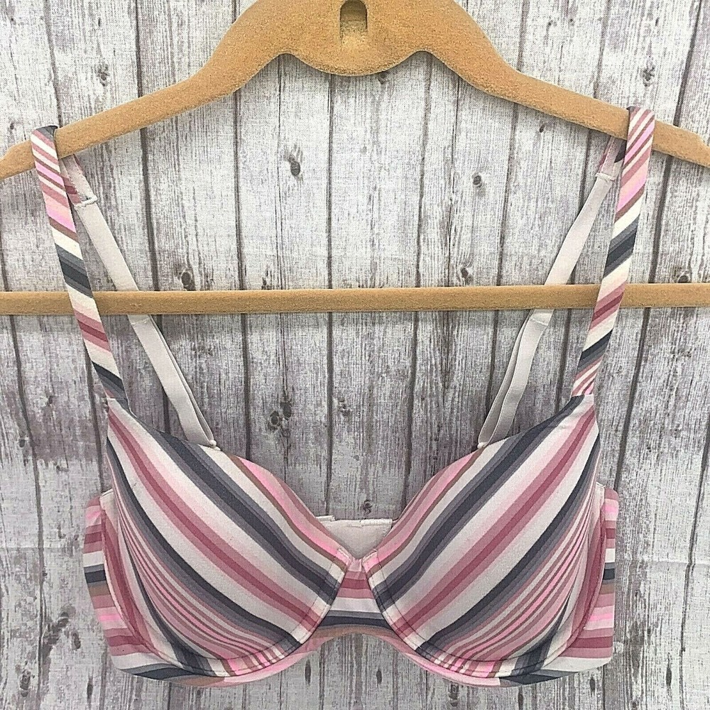 Victorias Secret Body By Victoria Lined Demi Striped Size 32D